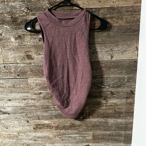 Sleeveless Ribbed Knit Top - Purple - M